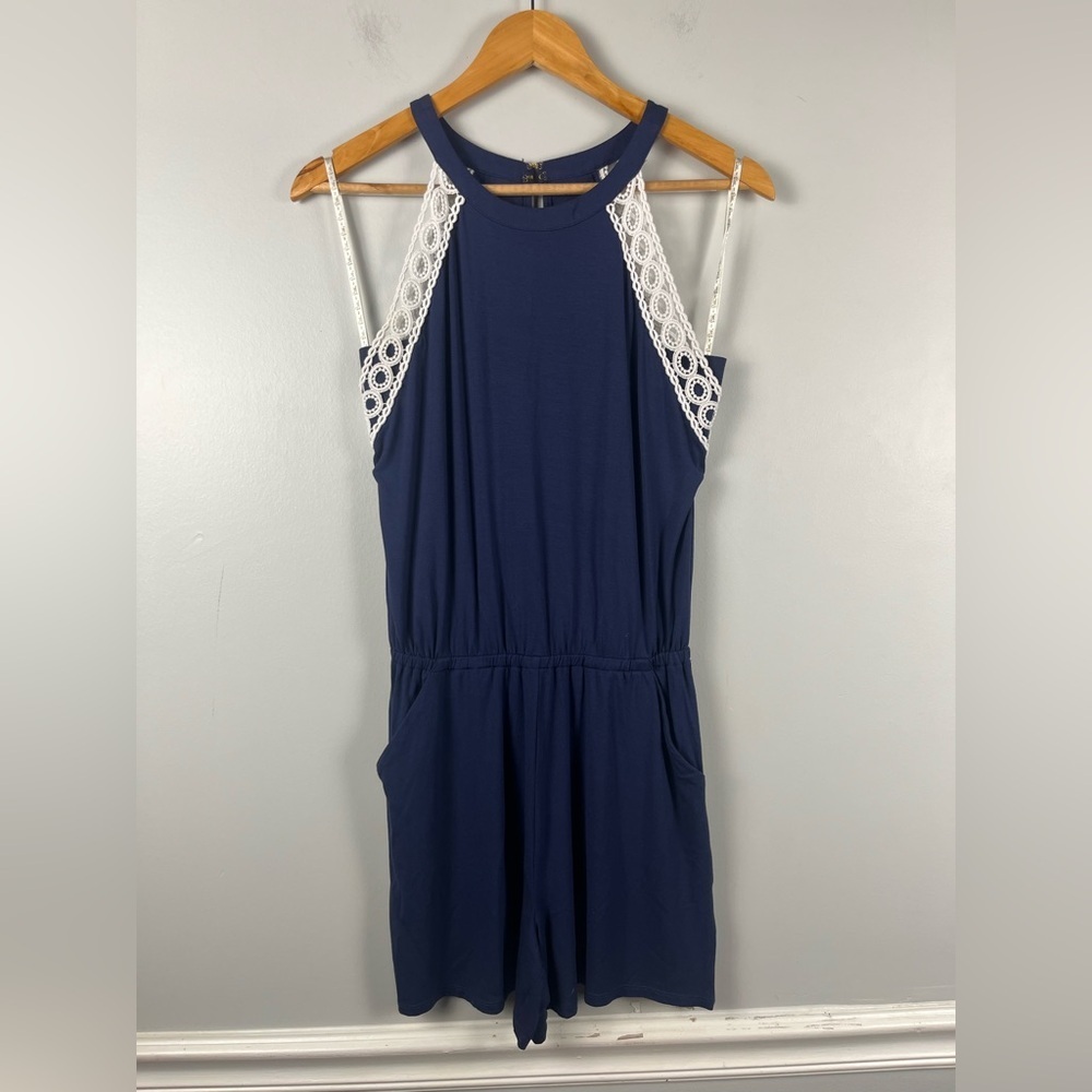 Lilly Pulitzer Lala Romper navy and white size extra small - Picture 2 of 6
